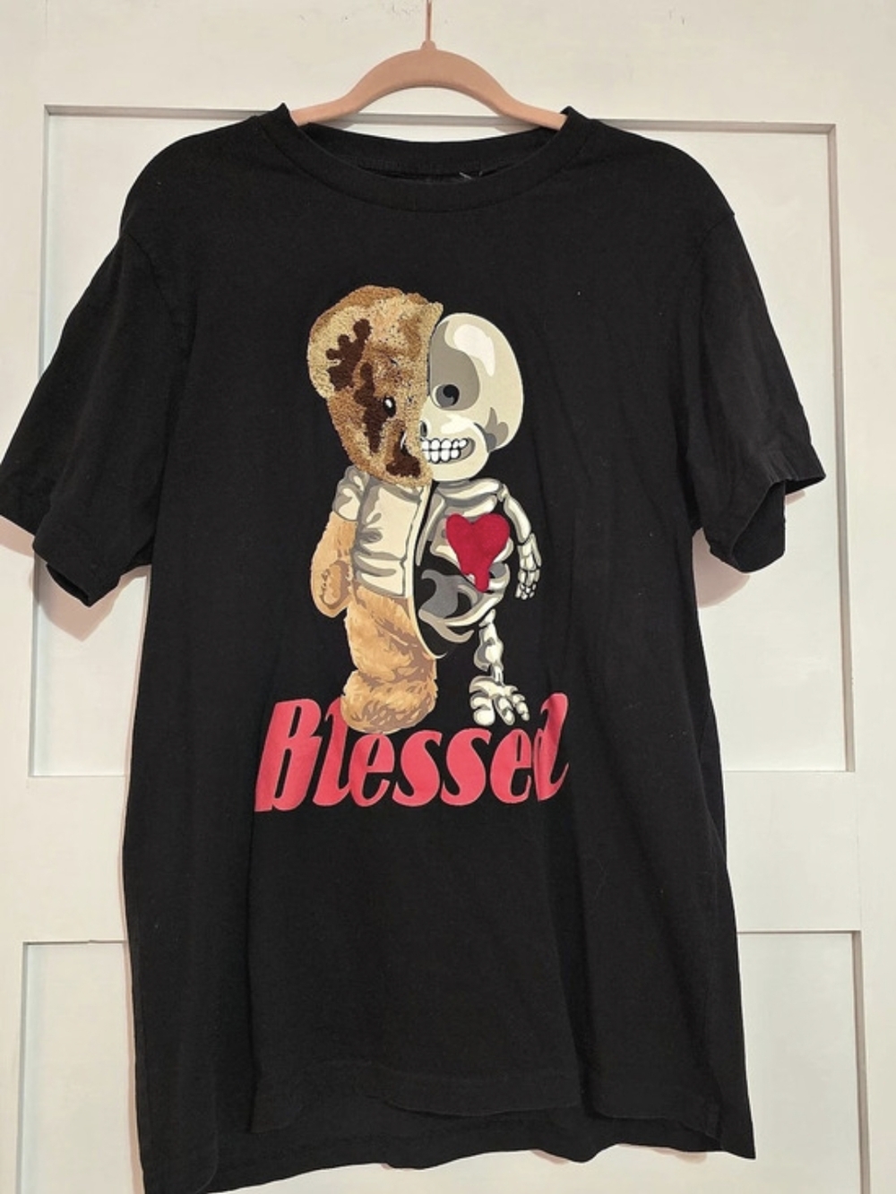 Super Massive Blessed Half Bear Skeleton Graphic T-Shirt Blessed Bear Skeleton